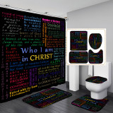 Printed waterproof polyester English letter series shower curtain toilet pad set