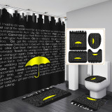 Printed waterproof polyester English letter series shower curtain toilet pad set