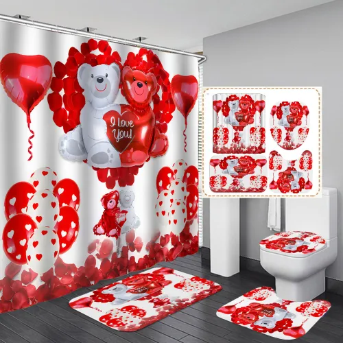 Four piece shower curtain set