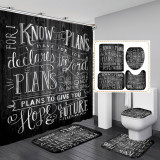 Printed waterproof polyester English letter series shower curtain toilet pad set