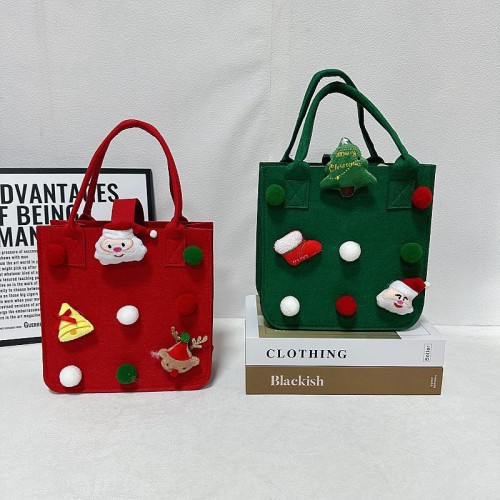 Christmas felt bag, Christmas Eve felt tote bag, children's candy bag