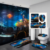 Blue Dreamy Starry Sky, Black Hole Planet, Sky Shower Curtain, Bathroom Set