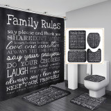 Printed waterproof polyester English letter series shower curtain toilet pad set