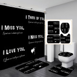 Printed waterproof polyester English letter series shower curtain toilet pad set