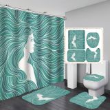Printed waterproof bathroom shower curtain