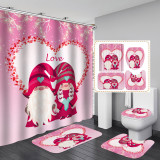 Bathroom partition, shower curtain, floor mat, toilet seat mat