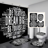 Printed waterproof polyester English letter series shower curtain toilet pad set