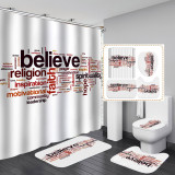 Printed waterproof polyester English letter series shower curtain toilet pad set
