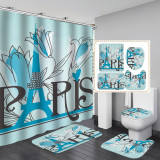 Printed waterproof polyester English letter series shower curtain toilet pad set