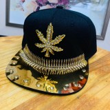 Metal leopard head cap with button flat edge cap
