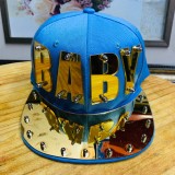 Hip hop acrylic flat brimmed hat with letter punk style