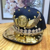 Metal leopard head cap with button flat edge cap