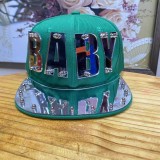 Hip hop acrylic flat brimmed hat with letter punk style