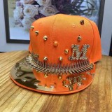 Metal leopard head cap with button flat edge cap