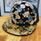 Metal leopard head cap with button flat edge cap