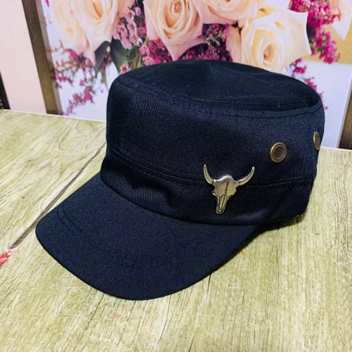 Decorative hat cotton solid color flat top hat