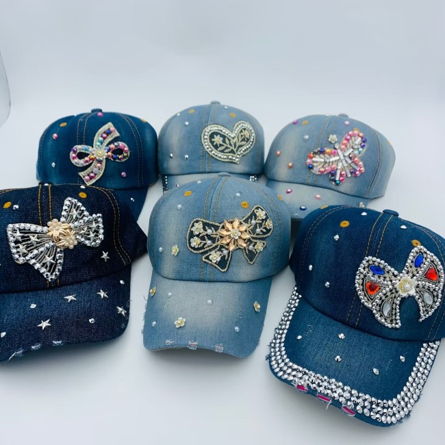 Cowboy baseball cap with inlaid accessories sun hat