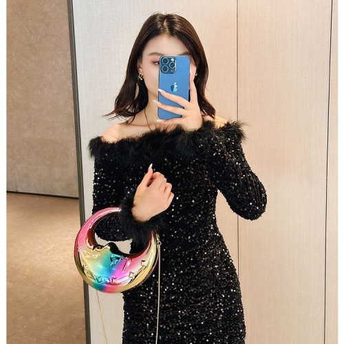 Acrylic bag, ladies' moon handbag
