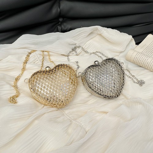 Fashionable hollow metal heart-shaped bag
