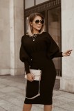 2024 Autumn/Winter New Cross border Amazon Wish AliExpress European and American Women's Solid Color Lantern Sleeves Waist Collection One Step Skirt