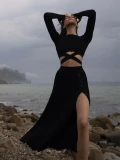 Knitted Sweater Skirts Set Women Two Piece Sets Outfits Spring Autumn Clothes Long Sleeve Crop Top Sweater Pleated Skirt Suits