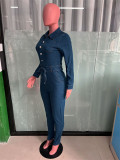 Streetwear Jean Jumpsuits Women Autumn Y2K Clothing Turn Down Collar Boadycon Denim Rompers Playsuits One Piece Overalls Outfits