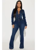 Streetwear Jeans Jumpsuits Autumn Clothes Women 2024 Full Sleeve Flare Pants Denim  Rompers Playsuits One Pieces Overalls Outfit