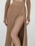 Knitted Sweater Skirts Set Women Two Piece Sets Outfits Spring Autumn Clothes Long Sleeve Crop Top Sweater Pleated Skirt Suits