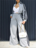 2 Piece Sets Women Outfit Fall Clothes 2024 Women Side Striped Zip Top Wide Leg Pant Sets Casual Tracksuits Set Women Sweat Suit
