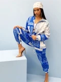 Paisley Bandana Print Tracksuit Women Two 2 Piece Set Outfits Autumn Clothing Zip Up Crop Top and Pants Suits Fashion Woman Sets