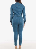 Streetwear Jean Jumpsuits for Women Spring Y2K Clothing Turn Down Neck Bodycon Jean Rompers Playsuits One Pieces Overalls Outfit