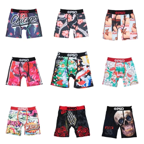 1Pcs Sexy Men Underwear Boxers Men's Panties Lingerie Breathable Printed Male Underpants Plus Size Man Boxer Briefs Mens Trunks