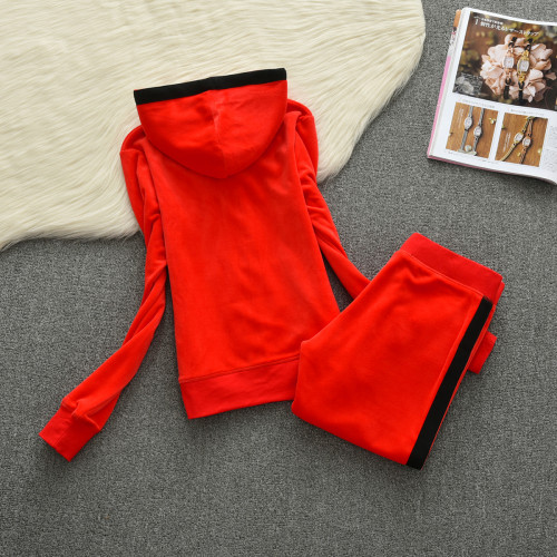 Women Hooded Sweatshirt Sportswear Suit, Outdoor Jogging Jacket + Casual Leggings Trousers, Solid Color 100% Cotton Women Suit
