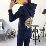 Juicy Lovers Brand Women Sporting Suits Set Velvet Pile Thicken Inside Casual Tracksuits Pullover Collar Winter Sportswear suit