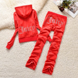 2024 Juicy Lovers Brand New Fashion Women Sporting Suits Velvet Diamonds Jogging Casual Tracksuits Hooded Collar Sportswear suit