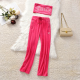 2022 Juicy Lovers Brand Summer Women Sporting Suits Velvet Jogging Casual Tracksuits Wrap Chest Crop Top suit Sportswear suit