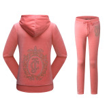 Juicy Lovers Brand Women Sporting Suits Set Navy Blue Black Green Velvet Casual Tracksuits Hooded Collar Spring Sportswear suit