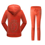 Juicy Lovers Brand Women Sporting Suits Set Navy Blue Black Green Velvet Casual Tracksuits Hooded Collar Spring Sportswear suit