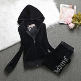 JUICY Cometure Y2K Velvet Tracksuit Women New Sports Suit Winter Casual Warm Hooded Jacket Y2K Women Sports Velvet Pants Suit