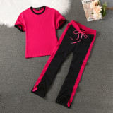 2024 Juicy Coconut Brand Women Sporting Suits Set Rose Red White Cotton Casual Tracksuits O-Neck Autumn Summer Sportswear suit