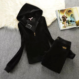 Velvet Tracksuit Women Ladies' Hoodies and Trouser Set with Sequins Women's Tracksuit