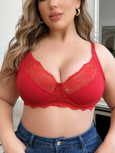 Women's Plus Size Underwear Half Cup Lifting And Gathering Push Up Lace Design Suitable For Voluptuous Women XL-XXXL MR2576