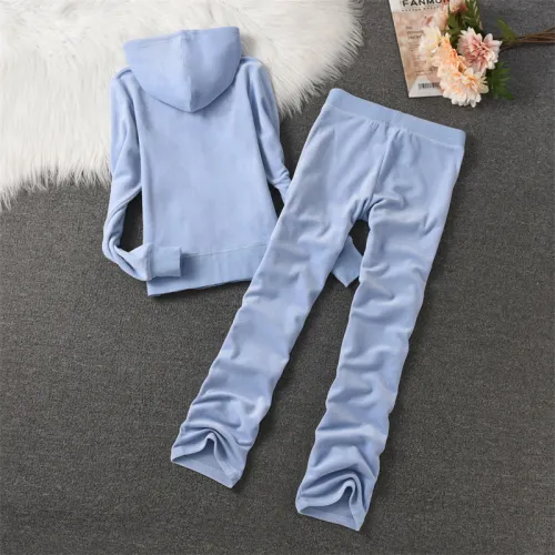 Juicy Lovers Brand 2024 Fashion Women Sporting Suits Solid Slim Velvet Yoga Jogging Casual Tracksuits Women's Sportswear suit