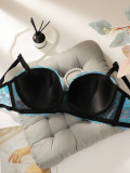 Women's plus Size Underwear Half Cup Gathered Push Up Embroidery Flower Lace Design Suitable For Voluptuous Women 90D-110D B2388