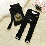 Juicy Lovers Brand Berber Fleece Velvet Women Sporting Suits Outdoor Jogging Tracksuits Hooded Collar Winter Sportswear suit