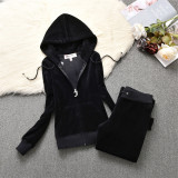 Juicy Lovers Brand 2024 Fashion Women Sporting Suits Hooded Slim Velvet Yoga Jogging Casual Tracksuits Women's Sportswear suit