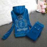 2024 Juicy Lovers Brand Casual Women's Suits Spring Autumn Outdoor Velvet Women Tracksuits Hooded Collar Jogging Sportswear suit