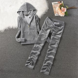 Juicy Lovers Brand 2024 Fashion Women Sporting Suits Solid Slim Velvet Yoga Jogging Casual Tracksuits Women's Sportswear suit