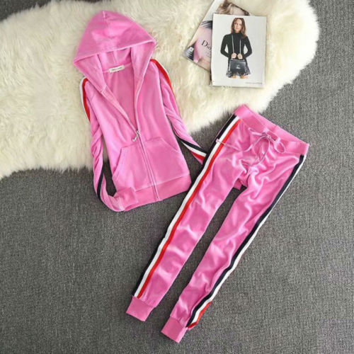 Juicy Lovers Brand 7 Bright Colors Women Sporting Suits Slim Velvet Casual Womens Tracksuits Hooded Collar Sportswear suit