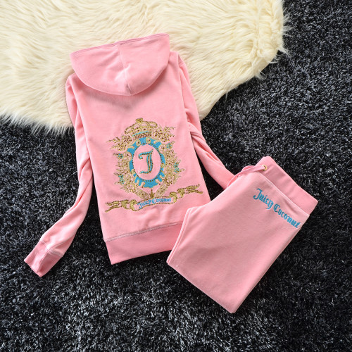 Juicy Coconut Brand Embroidery Diamonds Women Sporting Suits Slim Velvet Casual Women's Tracksuits Hooded Collar Sportswear suit